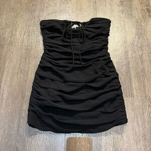 Zara Black Strapless Ruched Dress
